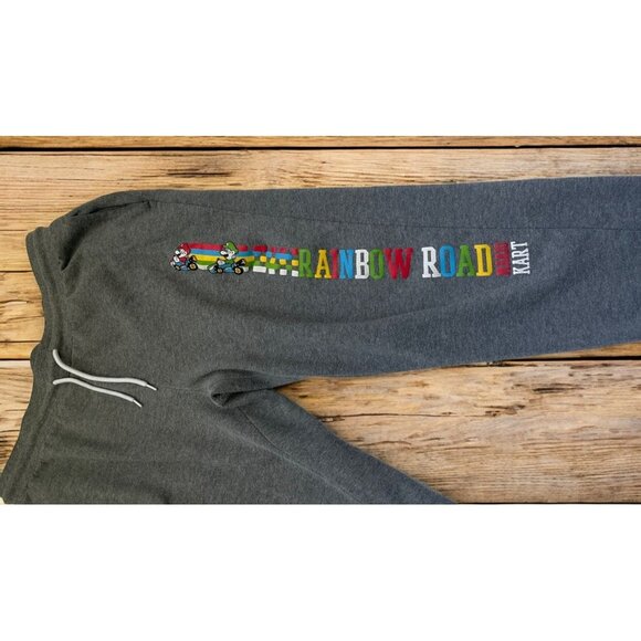 Super Mario Mariokart Sweatpants Jogger Womens Large Drawstring Rainbow Road - Picture 1 of 9